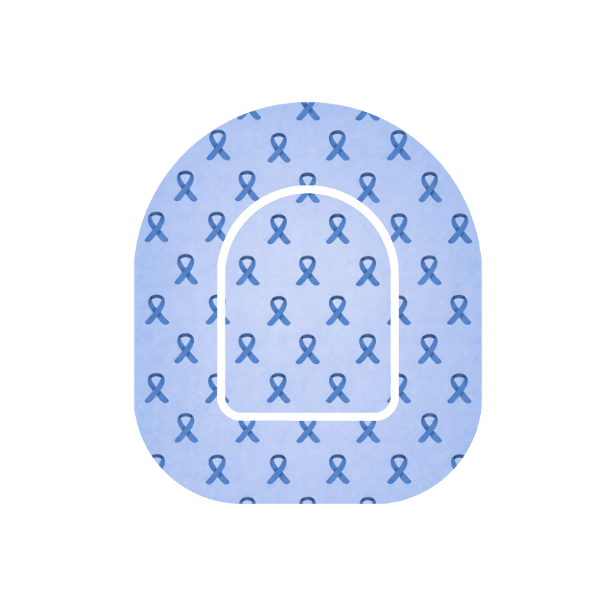 Awareness blue ribbon patch for Omnipod Insulin Pump — blue background
