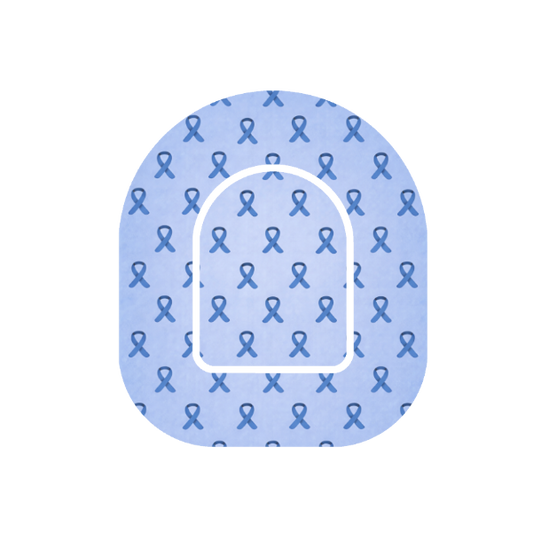 Awareness blue ribbon patch for Omnipod Insulin Pump — blue background