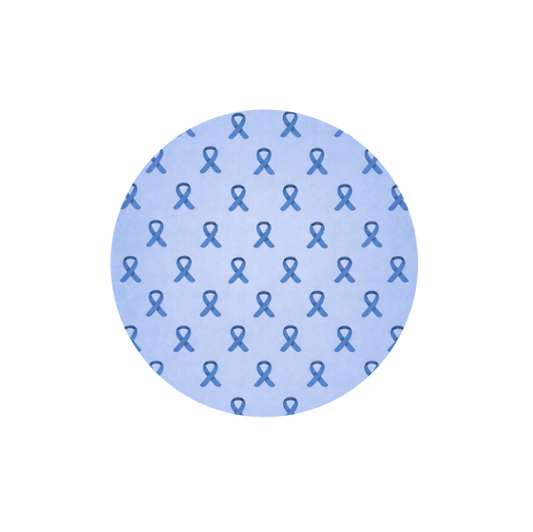Awareness Blue Ribbon Hug Patch featuring blue diabetes awareness ribbons on a blue background compatible with Medtronic Guardian 4 CGM by Stick By Me