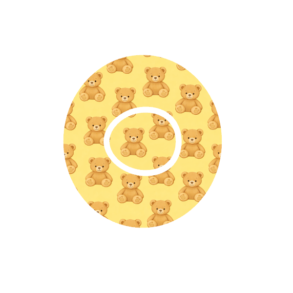 Bear Hug CGM patch for Dexcom One+ — teddy bear pattern on yellow background