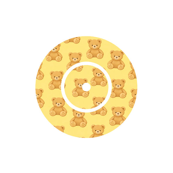 Bear Hug CGM patch for FreeStyle Libre 2 — teddy bear pattern on yellow background