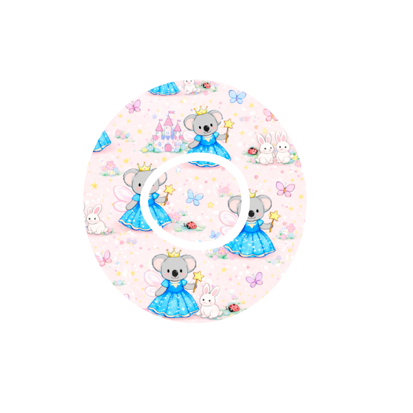 Princess Binki CGM patch for Dexcom One+ — Binki koala as princess with ladybugs and butterflies