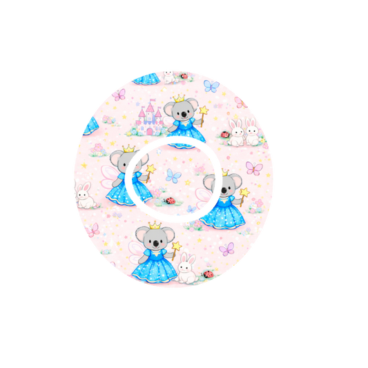 Princess Binki CGM patch for Dexcom One+ — Binki koala as princess with ladybugs and butterflies