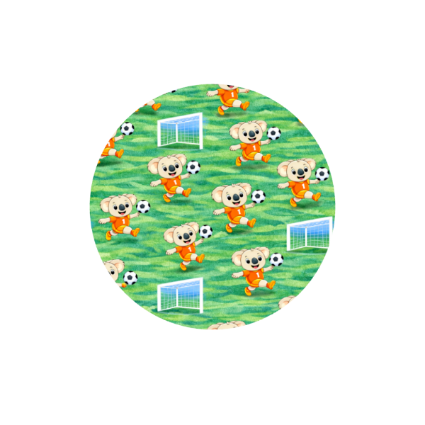 Binki Soccer Stars Hug Patch featuring Binki playing soccer compatible with Medtronic Guardian 4 CGM by Stick By Me