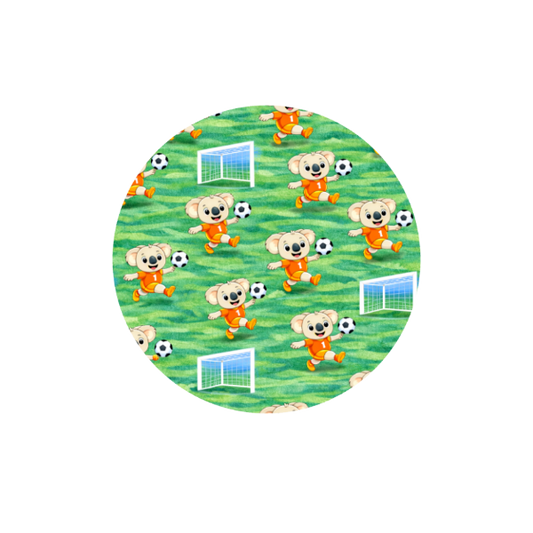 Binki Soccer Stars Hug Patch featuring Binki playing soccer compatible with Medtronic Guardian 4 CGM by Stick By Me