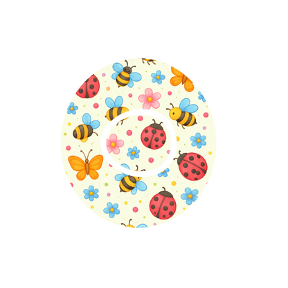 Bugs Bees and Butterflies CGM patch for Dexcom G7 — ladybugs bees and butterflies on off white