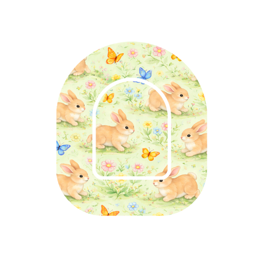 Bunny Meadowpatch for Omnipod Insulin Pump  — animated bunnies with butterflies in flower meadow
