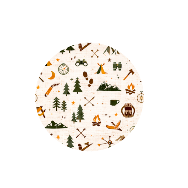 Camping Outdoors Hug Patch featuring camping and outdoor adventure artwork compatible with Medtronic Guardian 4 CGM by Stick By Me