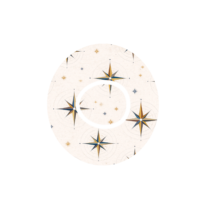 Explorer Compass CGM patch for Dexcom One+ — compass with starburst on taupe background