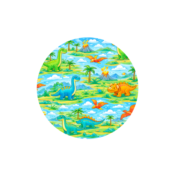 Dinosaur Adventure Hug Patch featuring colourful dinosaurs compatible with Medtronic Guardian 4 CGM by Stick By Me