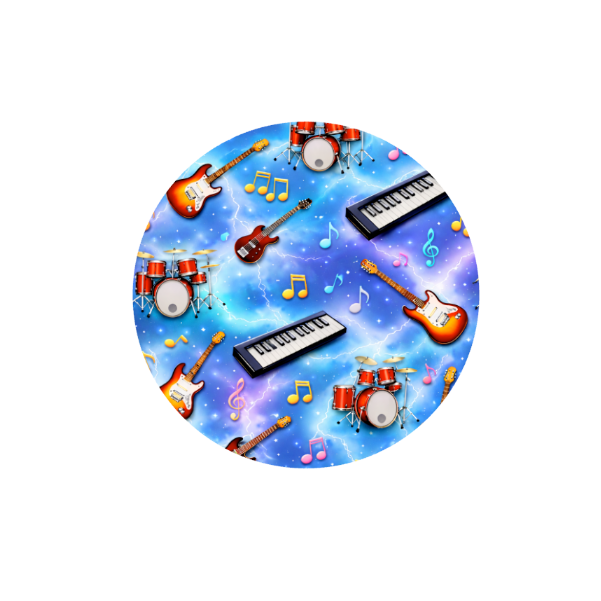 Electric Band Hug Patch featuring guitars, drums and musical instruments compatible with Medtronic Guardian 4 CGM by Stick By Me