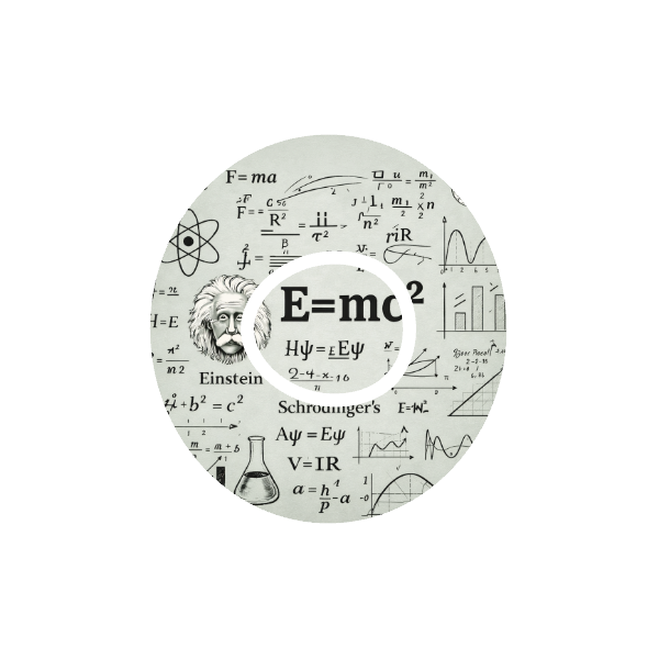 Chalkboard Physics CGM patch for Dexcom One+ — Einstein and E=mc² on mathematical equations background