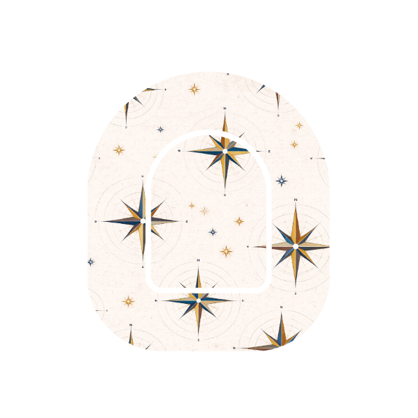 Explorer Compass patch for Omnipod Insulin Pump — compass with starburst on taupe background
