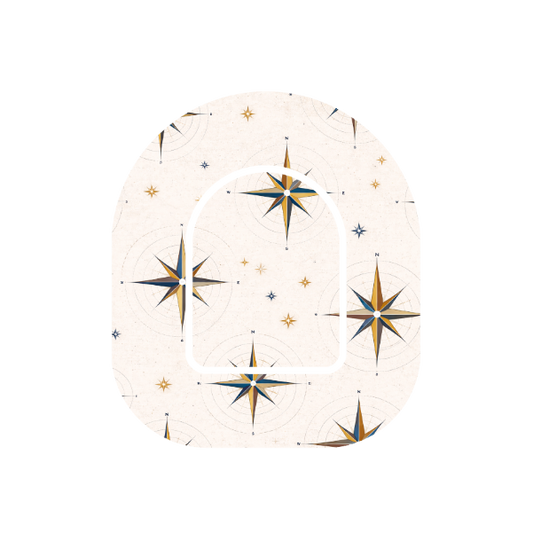 Explorer Compass patch for Omnipod Insulin Pump — compass with starburst on taupe background