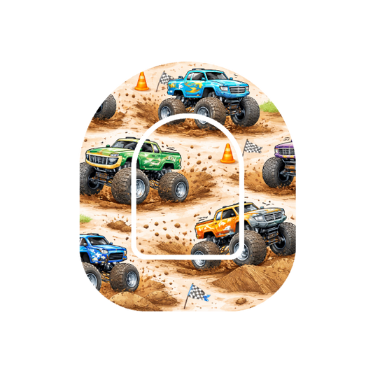 Monster Truck Madness patch for Omnipod Insulin Pump — monster trucks on dirt track