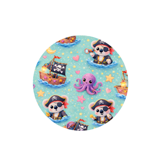 Pirate Adventure Hug Patch featuring pirate ships and treasure map artwork compatible with Medtronic Guardian 4 CGM by Stick By Me