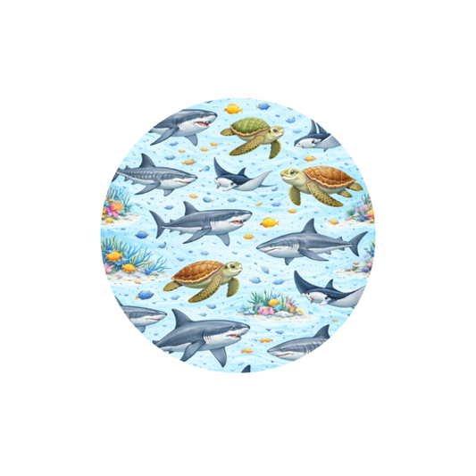 Sealife CGM patch featuring colourful ocean animals and underwater details, designed by Stick By Me.