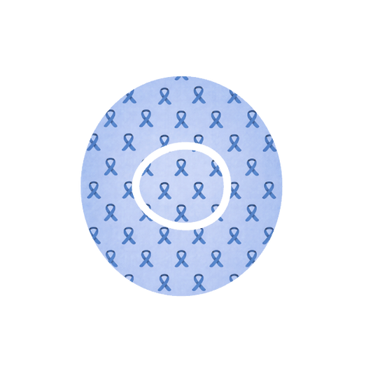 Diabetes blue ribbon CGM patch for Dexcom One+ — blue background awareness design