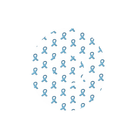 Diabetes blue ribbon CGM patch for Dexcom One+ — white background awareness design
