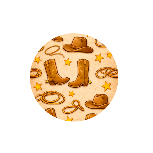 Western Icons Hug Patch featuring cowboy boots, hats and western-inspired artwork compatible with Medtronic Guardian 4 CGM by Stick By Me