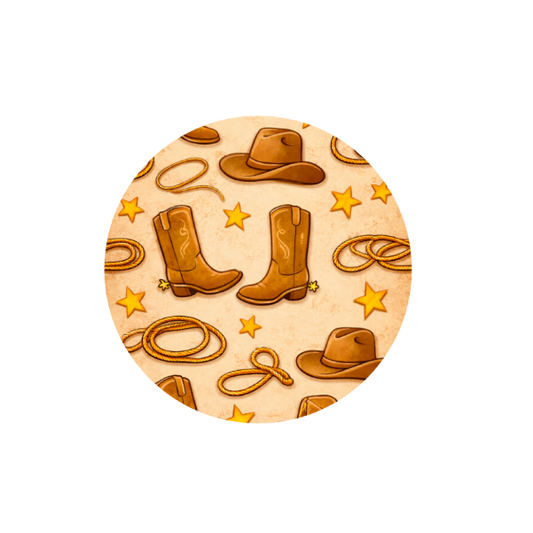 Western Icons Hug Patch featuring cowboy boots, hats and western-inspired artwork compatible with Medtronic Guardian 4 CGM by Stick By Me
